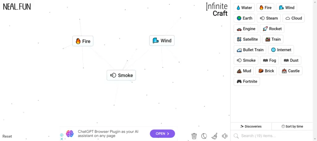 Step 1 of How To Make Fog in Infinity Craft: Crafting Smoke