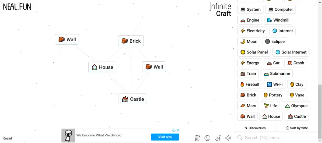 Step 3 of How To Make Fortnite in Infinity Craft: House and Castle