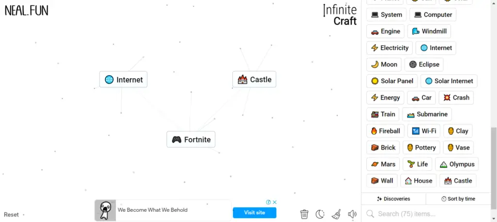 Step 6 of How To Make Fortnite in Infinity Craft: Internet and Fortnite