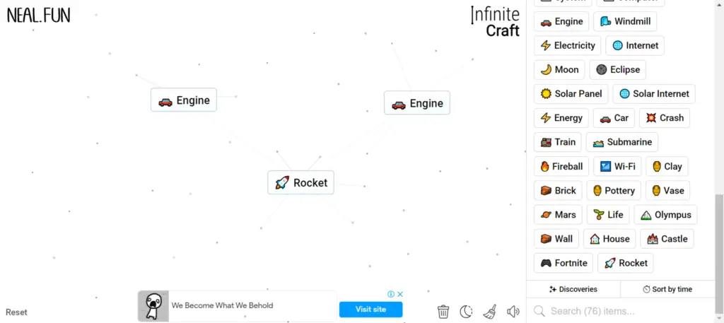 Step 4 of How To Make Fortnite in Infinity Craft: Train and Rocket