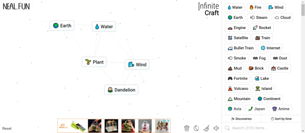 2nd Step for How to Make Dandelion in Infinite Craft: The Beauty of Simplicity